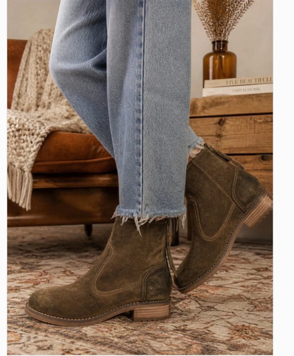 CRUZA Portugal Mila Suede Leather Ankle Boots Tan Brown Sz 8 NWT $139